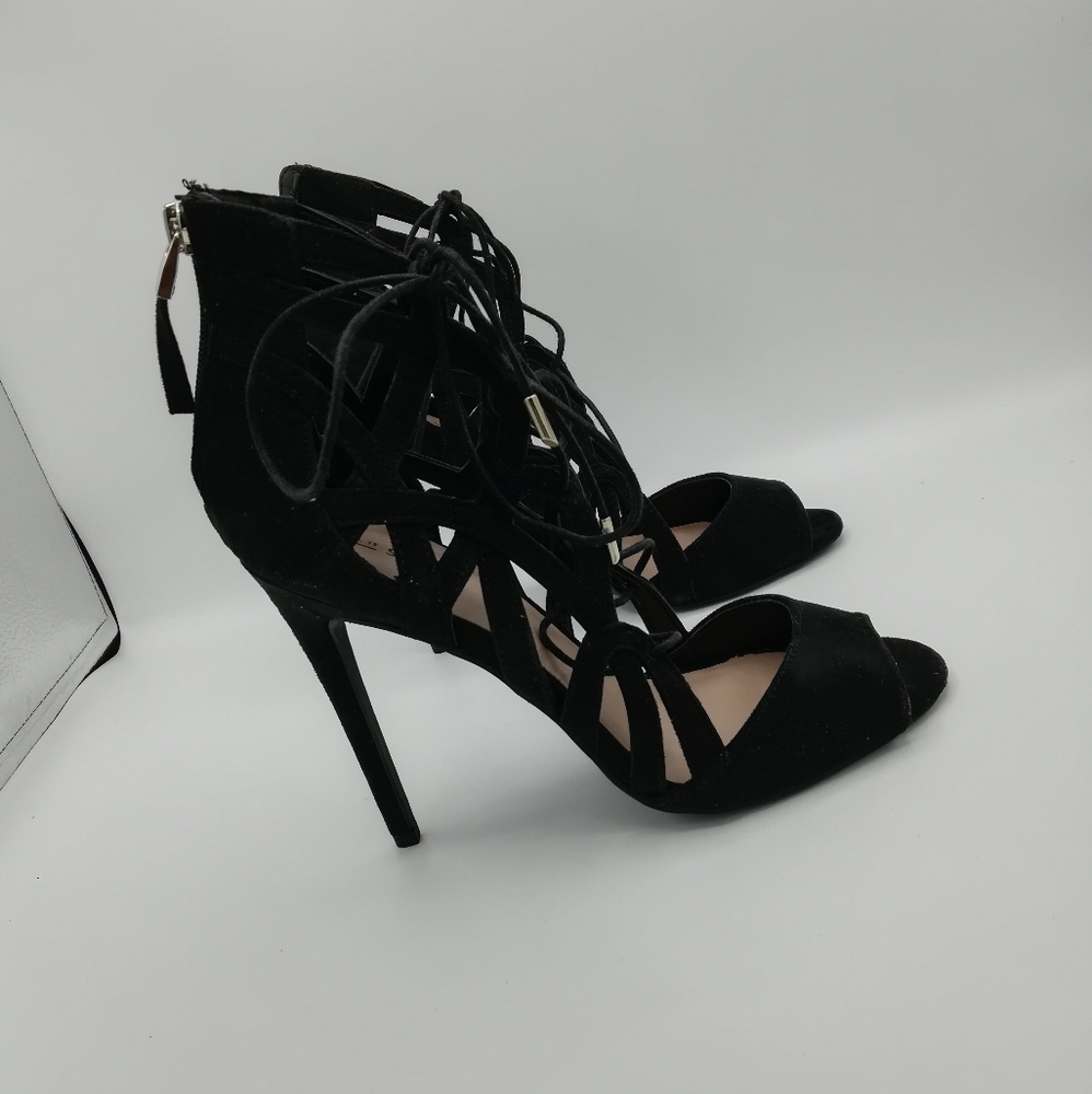 Call It Spring Caged Lace Up Open Toe High Heels - image 2